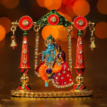 Load image into Gallery viewer, Vibrant Radha Krishna Idol with Jhula

