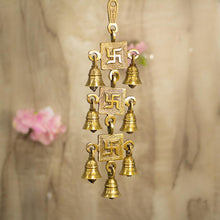 Load image into Gallery viewer, Antique Brass 7 bell With  Swastik Figuring
