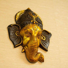 Load image into Gallery viewer, Antique Brass Ganesha Wall Plate
