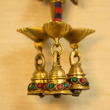 Load image into Gallery viewer, Antique Brass Ganesh Wall Hanging With Deepak &amp; Hanging Bells
