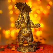 Load image into Gallery viewer, Antique Brass Umbrella Ganesha
