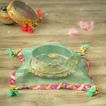 Load image into Gallery viewer, Pastel Mint Jaipuri Thali Cover
