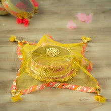 Load image into Gallery viewer, Pastel Yellow Jaipuri Thali Cover
