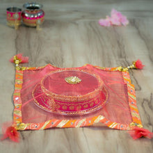 Load image into Gallery viewer, Pastel Peach Jaipuri Thali Cover
