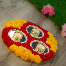 Load image into Gallery viewer, Festive Floral 3 Diya Pearl Studded Thali
