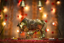 Load image into Gallery viewer, Decorative Golden Kamdhenu Cow and Calf Showpiece
