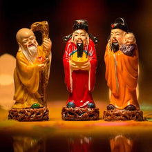 Load image into Gallery viewer, Colourful Feng Shui Fuk Luk Sau Clay Statue
