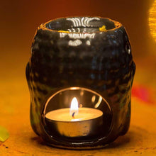 Load image into Gallery viewer, Impressive Meditating Buddha Aroma Diffuser Tealight Holder Black
