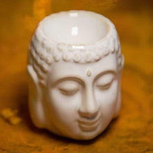 Load image into Gallery viewer, Decorative Meditating Buddha Aroma Diffuser Tealight Holder White
