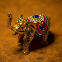 Load image into Gallery viewer, Stone Studded Metal Elephant Showpiece
