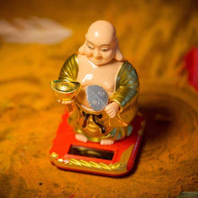 Load image into Gallery viewer, Feng Shui Laughing Buddha with Swinging Fan Showpiece for Good Luck Prosperity
