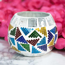 Load image into Gallery viewer, Reflective Mosaic Glass Tlight Candle Holder with Digital Pattern
