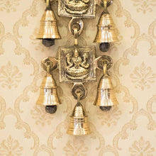 Load image into Gallery viewer, Antique Brass Door/Wall Hanging 5 Bells with Engraved Laxmi
