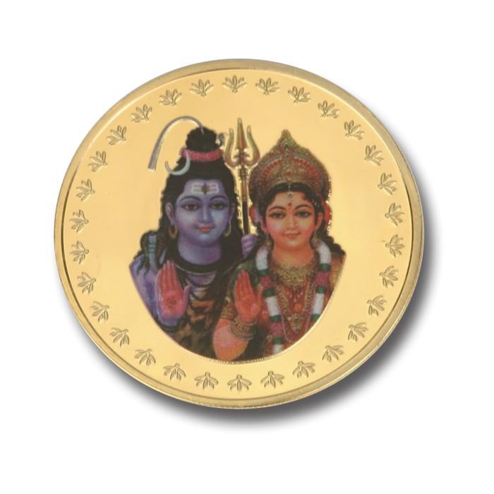 24K Gold Foil Shiv Parvati Coin