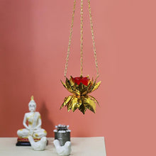 Load image into Gallery viewer, Hanging Lotus Golden Diya

