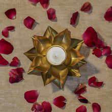 Load image into Gallery viewer, Alluring Golden Petals T-light Holder Showpiece
