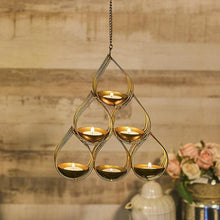 Load image into Gallery viewer, Hanging Golden 3 Tier T-light Holder
