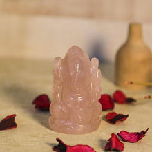 Load image into Gallery viewer, Rose Quartz Peace Gemstone Ganesha Showpiece
