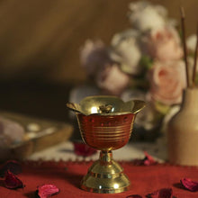 Load image into Gallery viewer, Engraved Antique Brass Diya
