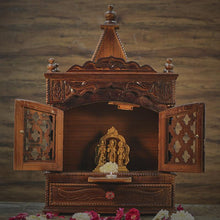 Load image into Gallery viewer, Traditional Wood Pooja Mandir with Doors
