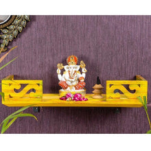 Load image into Gallery viewer, Yellow Wooden Pooja Mandir Shelf
