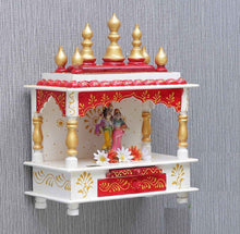 Load image into Gallery viewer, White &amp; Red Sheesham Wood Pooja Mandir
